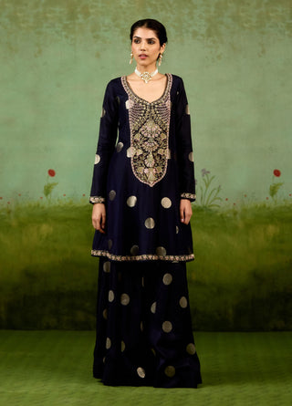 Navy blue kurta sharara set