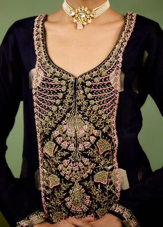 Navy blue kurta sharara set