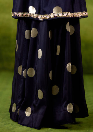 Navy blue kurta sharara set