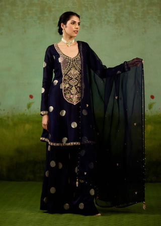 Navy blue kurta sharara set