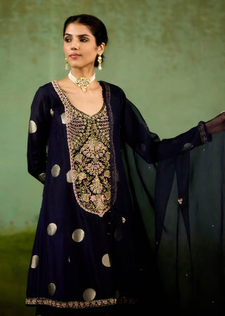 Navy blue kurta sharara set