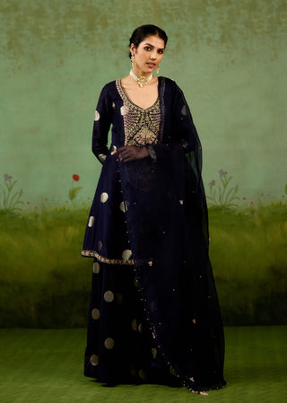Navy blue kurta sharara set