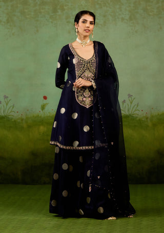 Navy blue kurta sharara set
