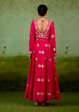 Fuschia pink anarkali set