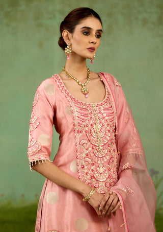 Coral pink kurta sharara set