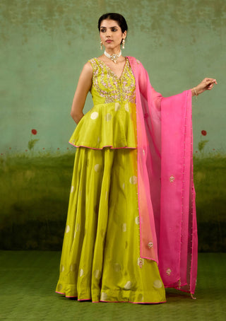 Bright green kurta sharara set