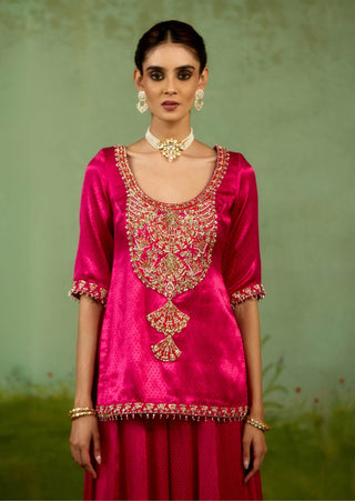 Magenta pink sharara set