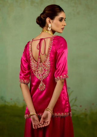 Magenta pink sharara set