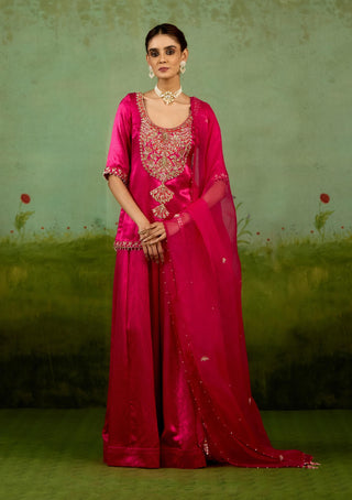 Magenta pink sharara set