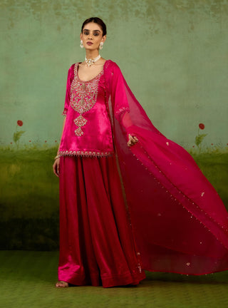 Magenta pink sharara set