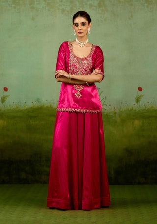 Magenta pink sharara set