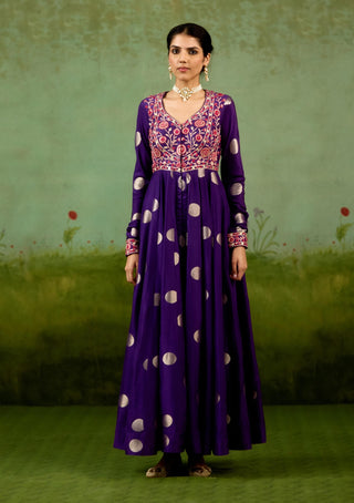 Heliotrope purple anarkali set