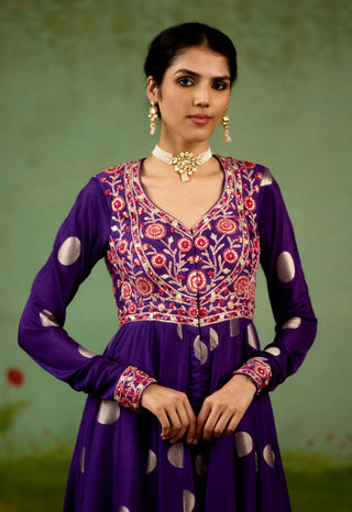 Heliotrope purple anarkali set