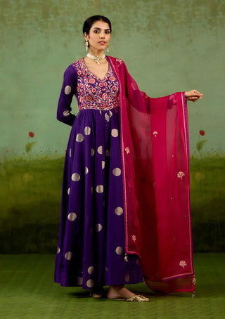 Heliotrope purple anarkali set