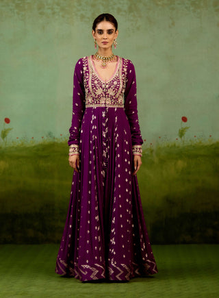Wine purple anarkali set