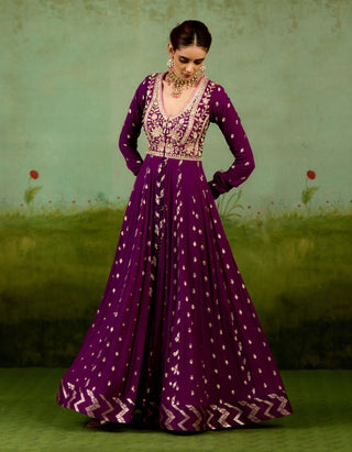 Wine purple anarkali set