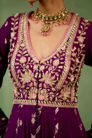 Wine purple anarkali set