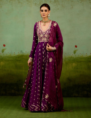 Wine purple anarkali set