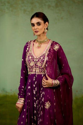 Wine purple anarkali set