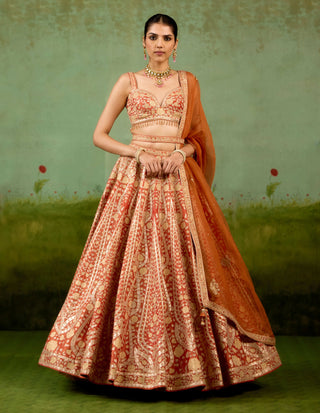 Rust orange lehenga set