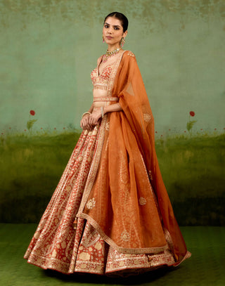 Rust orange lehenga set