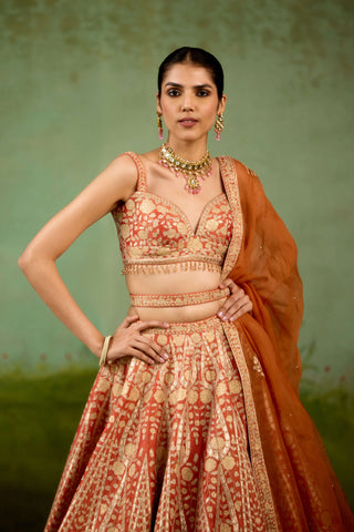 Rust orange lehenga set