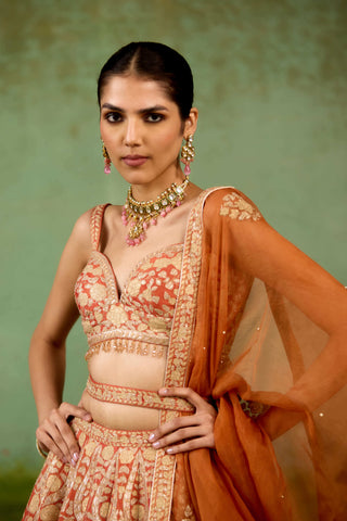 Rust orange lehenga set