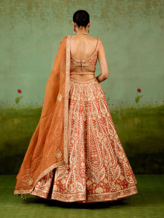 Rust orange lehenga set