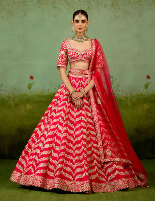 Red gold dori lehenga set