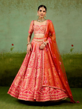 Sun orange lehenga set