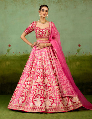 Pink multi-colour lehenga set