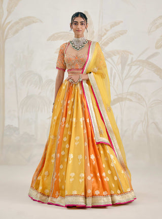 Multicoloured zardozi embroidered lehenga set