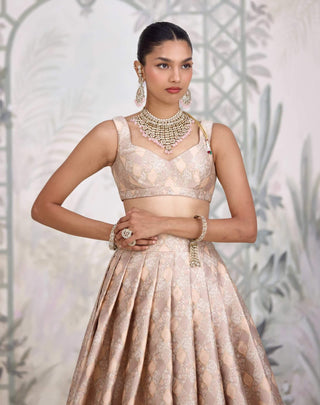 Moonlight gray Banarasi brocade pleated lehenga set