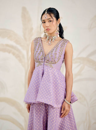 Banarasi brocade sharara in lavender — Shyam Narayan Prasad