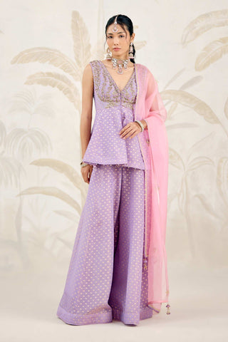 Orchid lavender sharara set with zardozi embroidery — Shyam Narayan Prasad