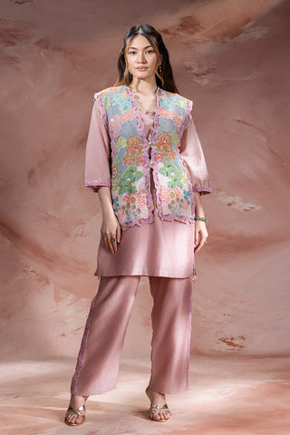 Dusky Pink Kaia kurta with pants and jacket