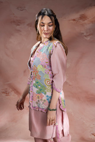 Dusky Pink Kaia kurta with pants and jacket