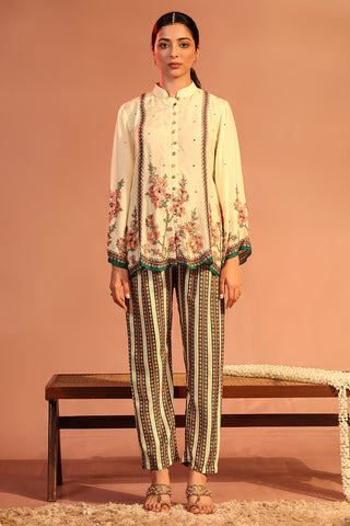 Cream Tamaya Embroidered Tunic And Pants by Soup By Sougat Paul available on Indiaspopup.com