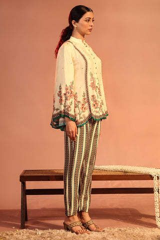 Cream Tamaya Embroidered Tunic And Pants by Soup By Sougat Paul available on Indiaspopup.com