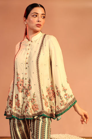 Cream Tamaya Embroidered Tunic And Pants by Soup By Sougat Paul available on Indiaspopup.com