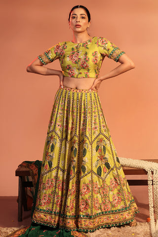 Yellow tamaya embroidered lehenga set