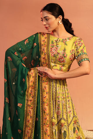 Yellow tamaya embroidered lehenga set