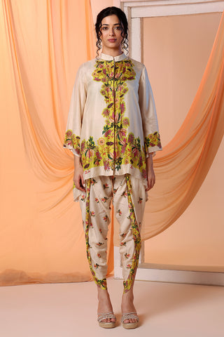 Beige Aarani Embellished Dhoti And Tunic by Soup By Sougat Paul available on Indiaspopup.com