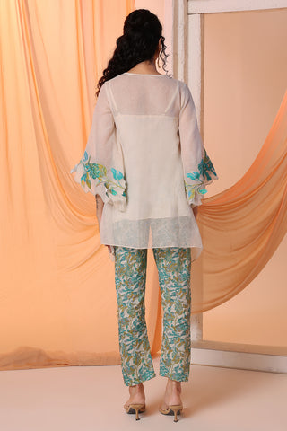 Off White Aarani Appliqued Tunic Set by Soup By Sougat Paul available on Indiaspopup.com