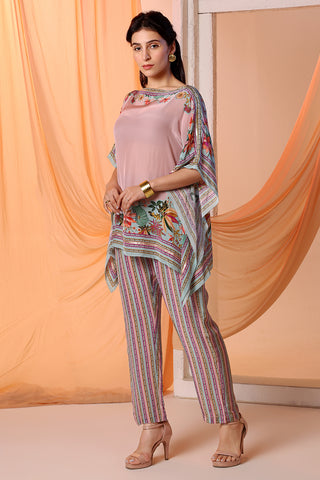 Pink Arani Embellished Kaftan And Pants by Soup By Sougat Paul available on Indiaspopup.com