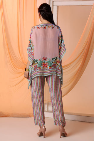 Pink Arani Embellished Kaftan And Pants by Soup By Sougat Paul available on Indiaspopup.com