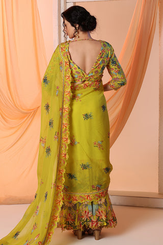 Yellow Aarani Embroidered Pre-Stitch Sari And Blouse by Soup By Sougat Paul available on Indiaspopup.com