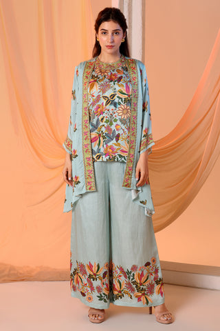 Blue Arani Embellished Tunic And Jacket Set by Soup By Sougat Paul available on Indiaspopup.com