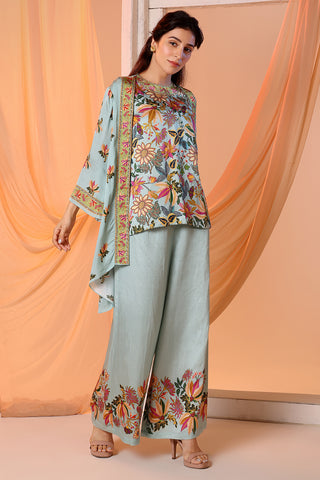 Blue Arani Embellished Tunic And Jacket Set by Soup By Sougat Paul available on Indiaspopup.com