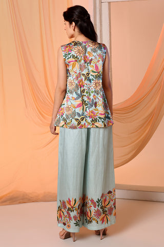 Blue Arani Embellished Tunic And Jacket Set by Soup By Sougat Paul available on Indiaspopup.com